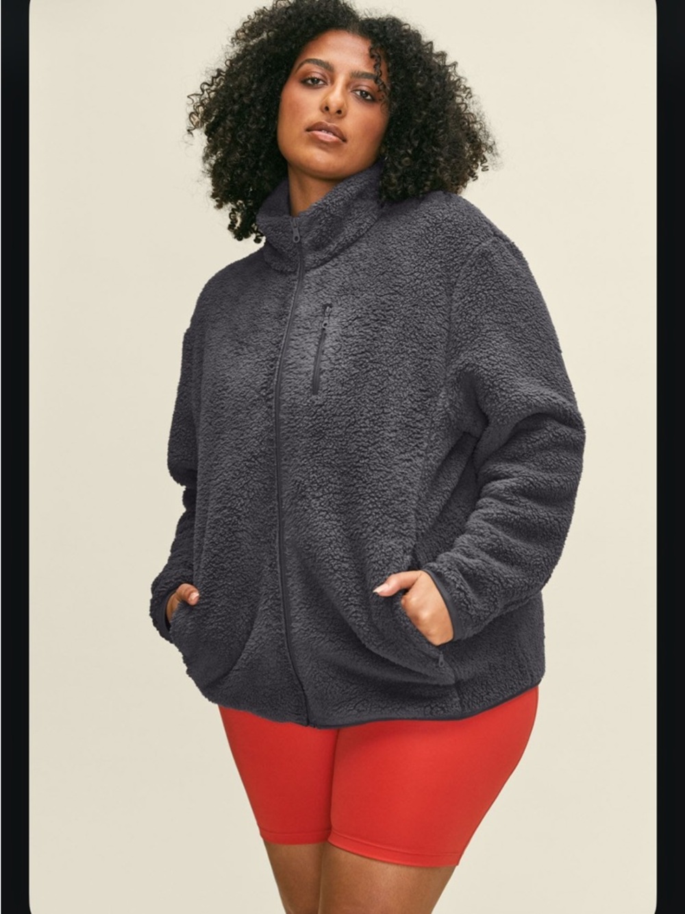 🩶 GIRLFRIEND COLLECTIVE Moon Recycled Full-Zip Fleece, Size Small